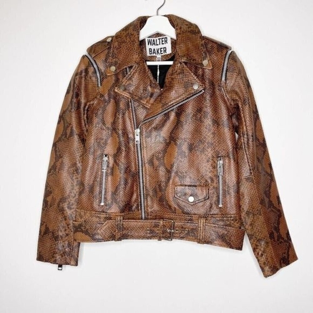 WALTER BAKER Snake Print Leather Jacket